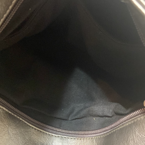 TOMMY HILFIGER SPORT Pewter faux leather Zipper outer pocket zip top black liner - Picture 6 of 10